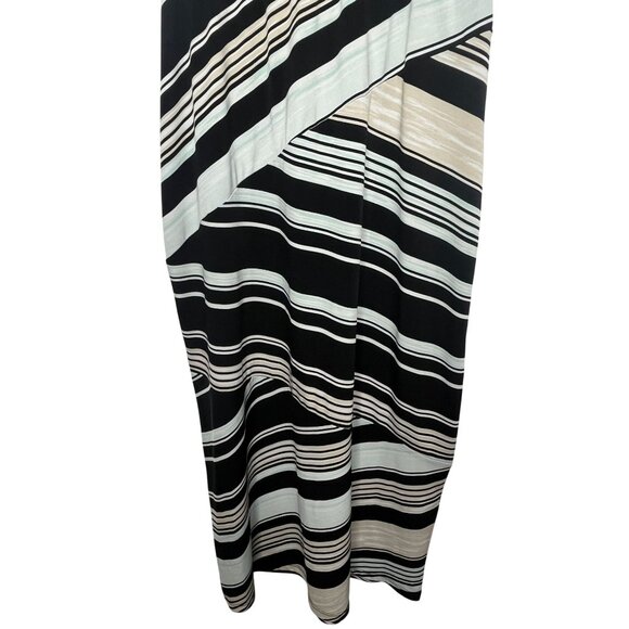 Chicos Black Tan Striped Pull On Maxi Skirt Size 0 (S) Fall Casual - Picture 5 of 14